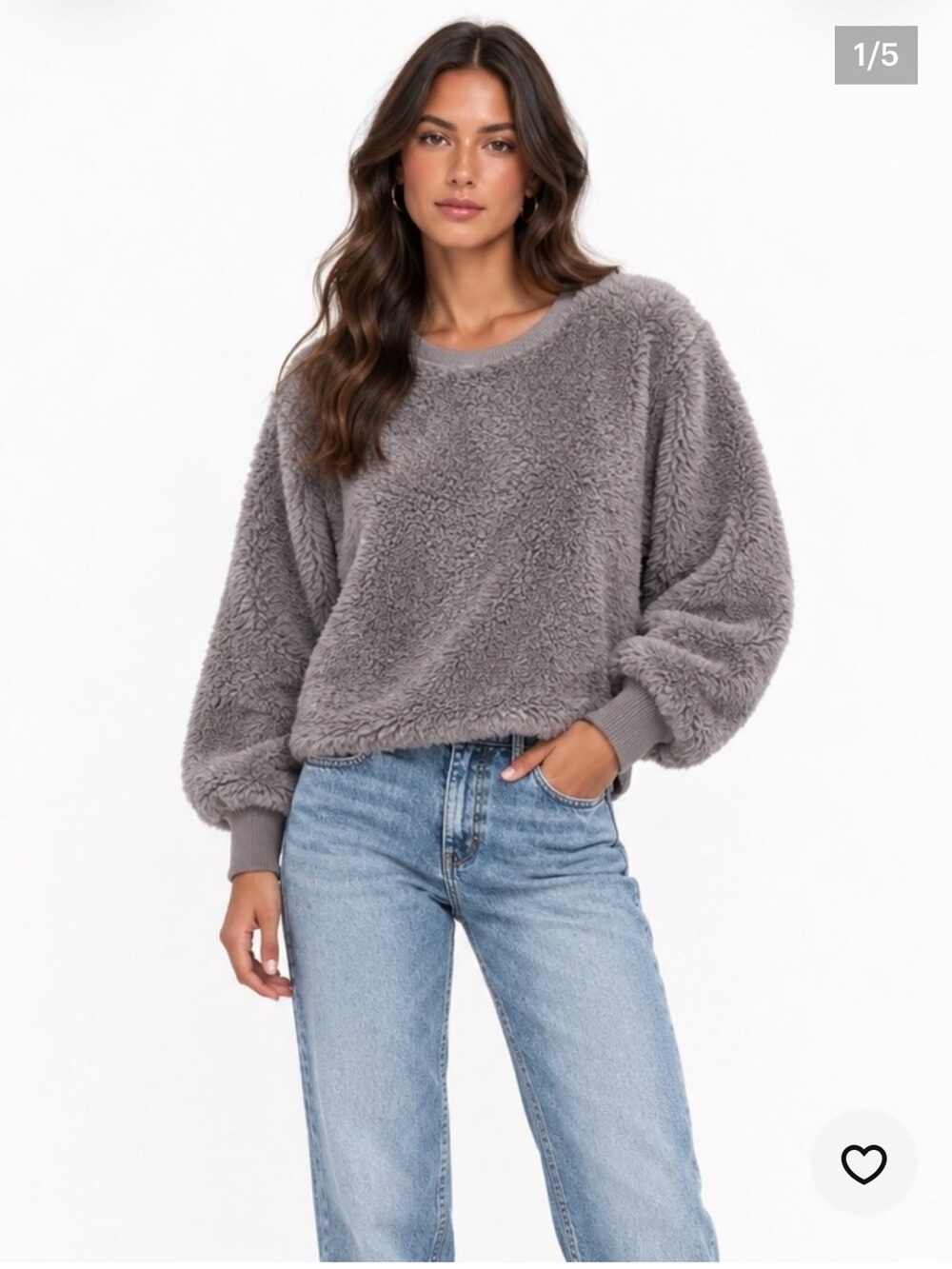 Anthropologie Plush Crewneck Sweater in Gray